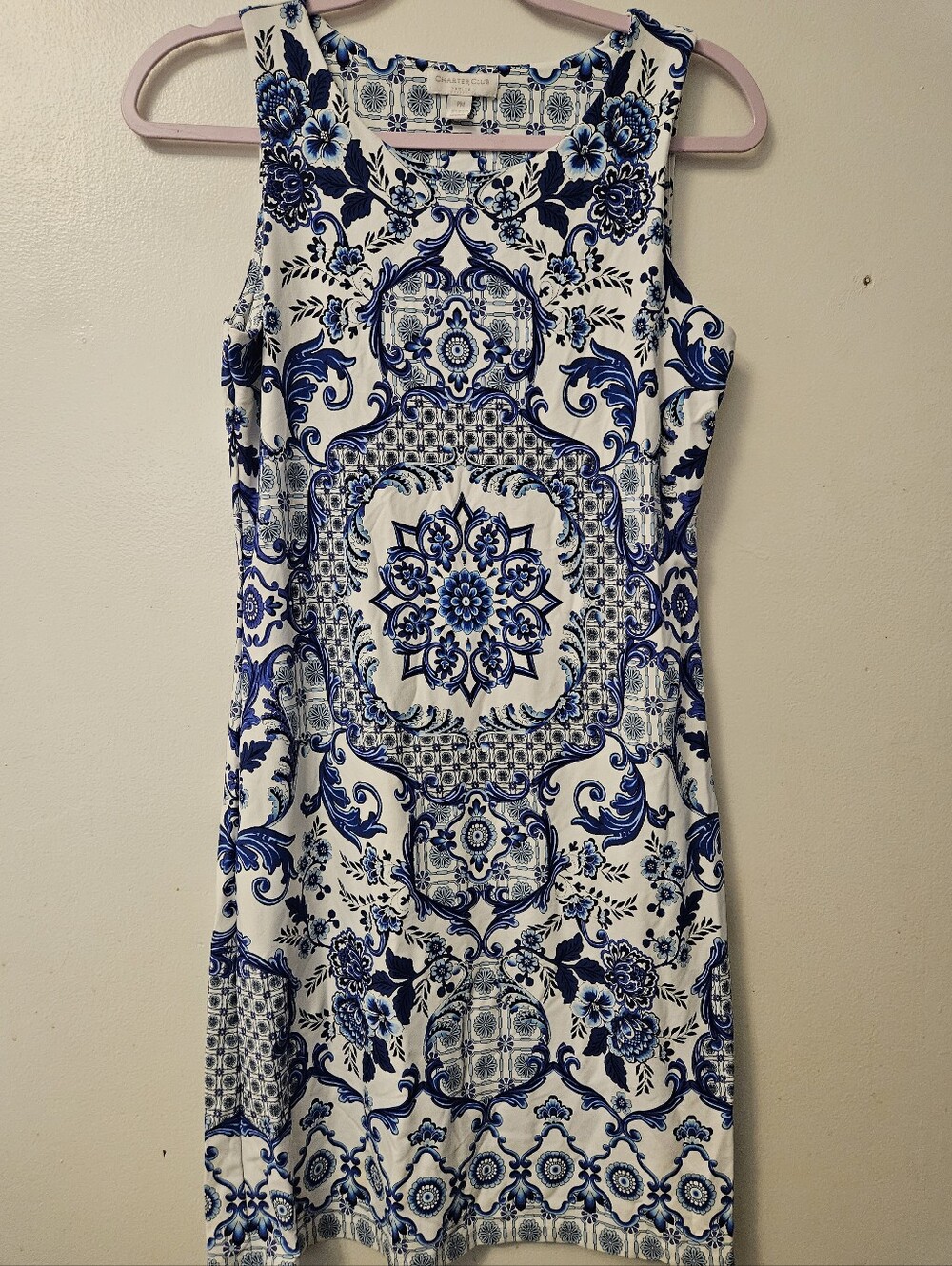 Charter Club NWOT Sleeveless Blue & White Printed Sheath Dress